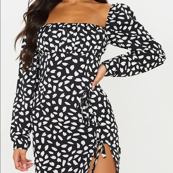 split bodycon dress Short Sleeve Deep V-Neck Split Bodycon Dress